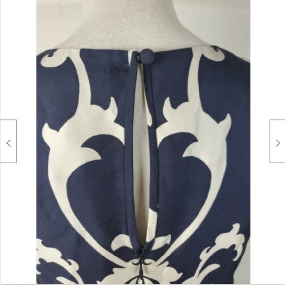 Banana Republic Dress 4 Silk Blue White Midi Lined - Picture 5 of 7